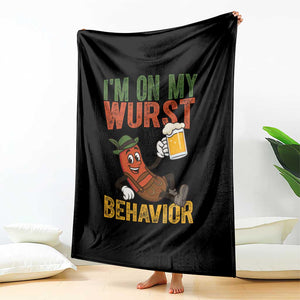 Funny I Am On My Wurst Behavior Throw Blanket German Oktoberfest Sausage TS11 Print Your Wear