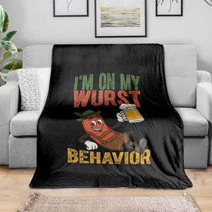 Funny I Am On My Wurst Behavior Throw Blanket German Oktoberfest Sausage TS11 Print Your Wear