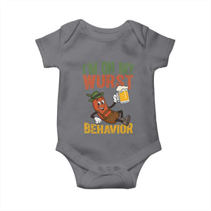 Funny I Am On My Wurst Behavior Baby Onesie German Oktoberfest Sausage TS11 Charcoal Print Your Wear