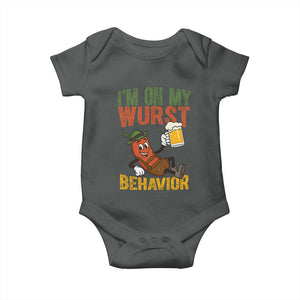Funny I Am On My Wurst Behavior Baby Onesie German Oktoberfest Sausage TS11 Dark Heather Print Your Wear