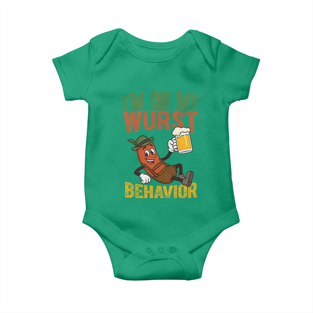 Funny I Am On My Wurst Behavior Baby Onesie German Oktoberfest Sausage TS11 Irish Green Print Your Wear