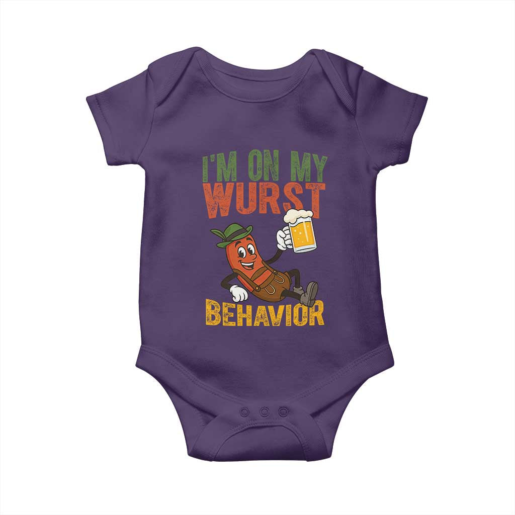 Funny I Am On My Wurst Behavior Baby Onesie German Oktoberfest Sausage TS11 Purple Print Your Wear