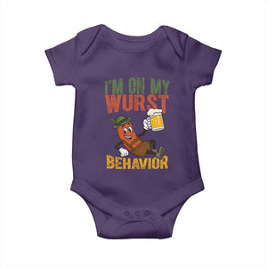 Funny I Am On My Wurst Behavior Baby Onesie German Oktoberfest Sausage TS11 Purple Print Your Wear