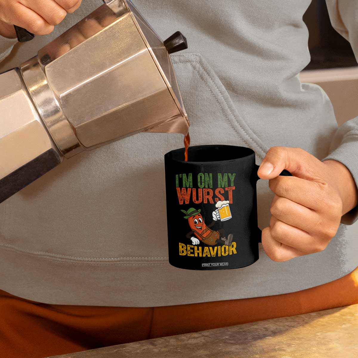 Funny I Am On My Wurst Behavior Coffee Mug German Oktoberfest Sausage TS11 Print Your Wear