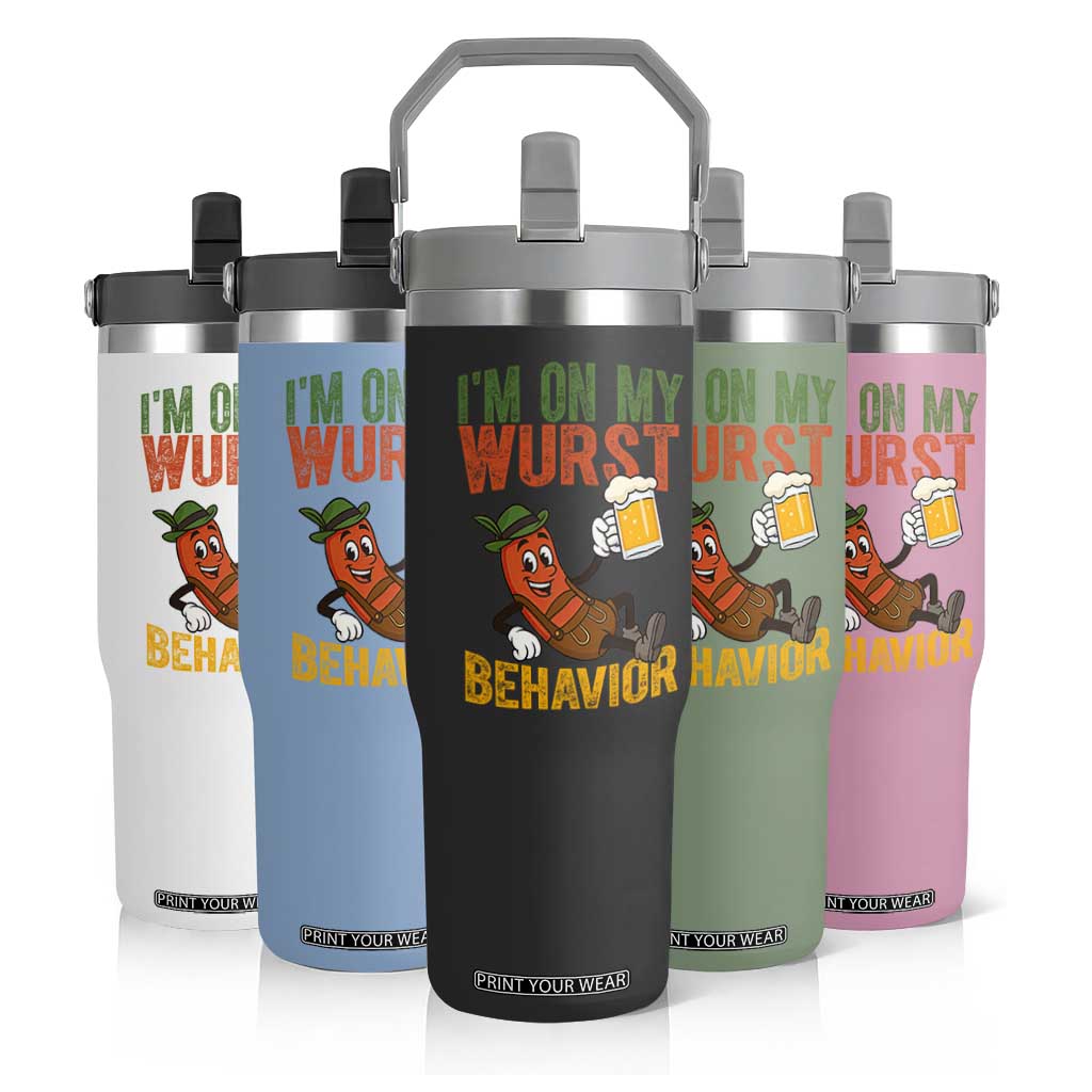 Funny I Am On My Wurst Behavior Flip Straw Tumbler German Oktoberfest Sausage TS11 Print Your Wear