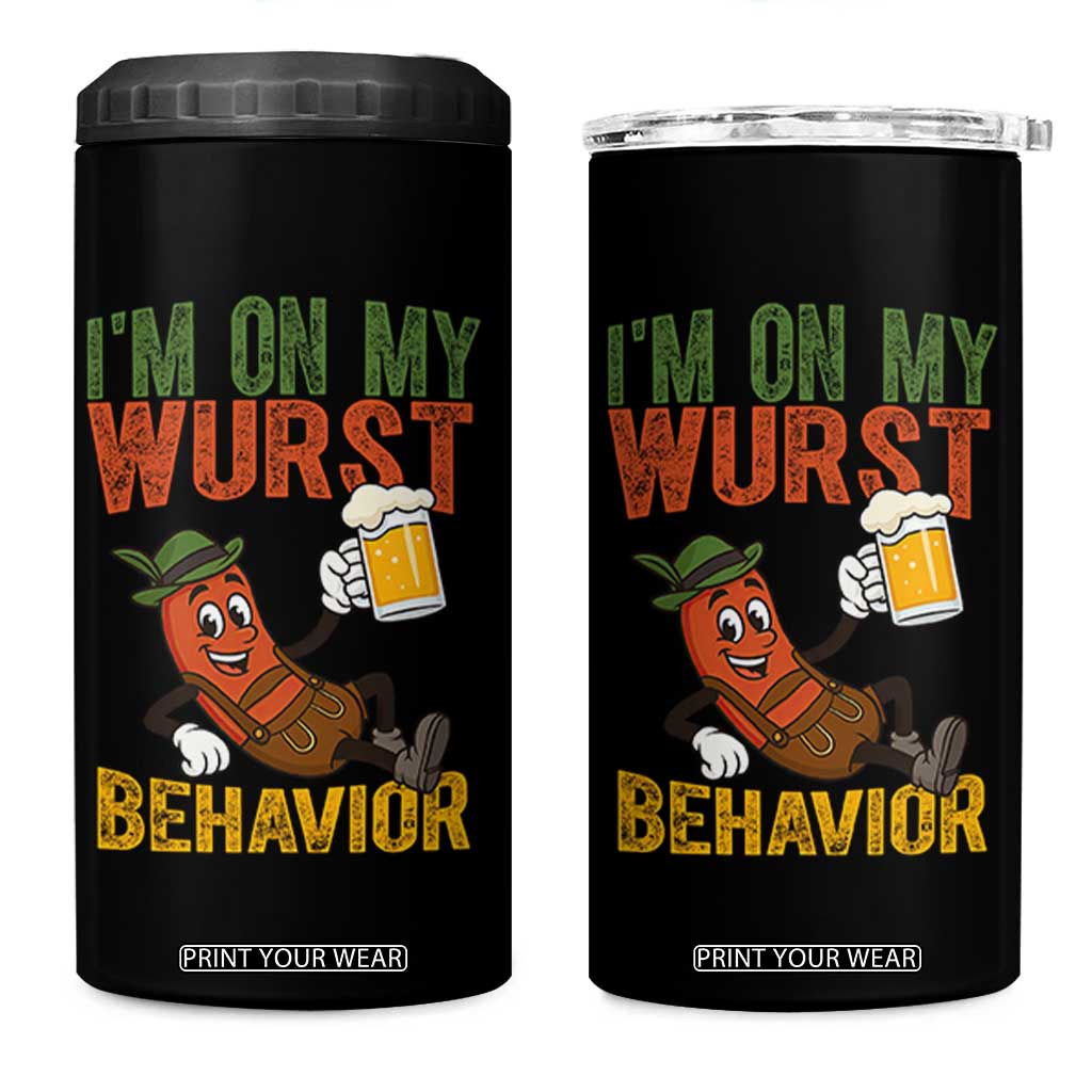 Funny I Am On My Wurst Behavior 4 in 1 Can Cooler Tumbler German Oktoberfest Sausage TS11 One Size: 16 oz Black Print Your Wear