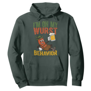 Funny I Am On My Wurst Behavior Hoodie German Oktoberfest Sausage TS11 Dark Forest Green Print Your Wear