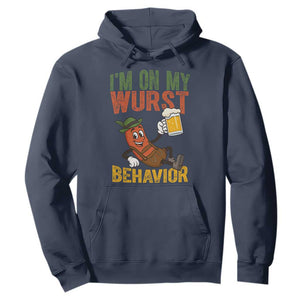 Funny I Am On My Wurst Behavior Hoodie German Oktoberfest Sausage TS11 Navy Print Your Wear