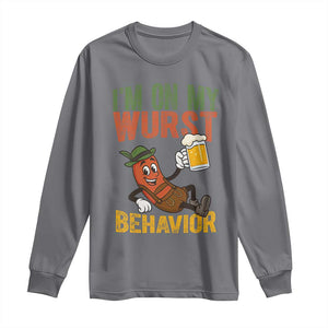 Funny I Am On My Wurst Behavior Long Sleeve Shirt German Oktoberfest Sausage TS11 Charcoal Print Your Wear