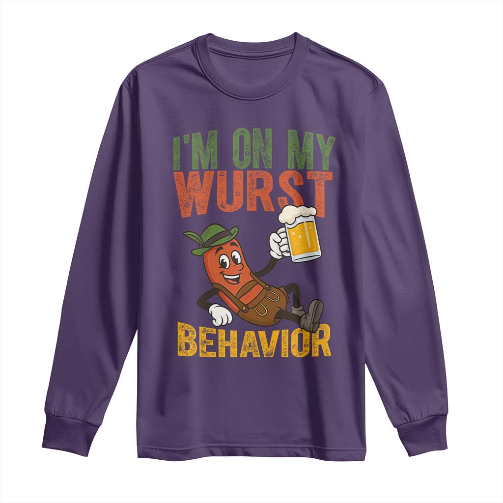 Funny I Am On My Wurst Behavior Long Sleeve Shirt German Oktoberfest Sausage TS11 Purple Print Your Wear