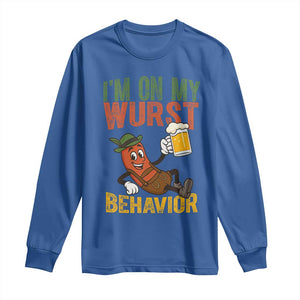 Funny I Am On My Wurst Behavior Long Sleeve Shirt German Oktoberfest Sausage TS11 Royal Blue Print Your Wear