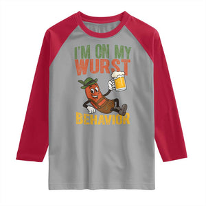 Funny I Am On My Wurst Behavior Raglan Shirt German Oktoberfest Sausage TS11 Sport Gray Red Print Your Wear