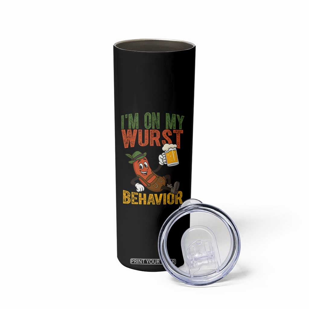 Funny I Am On My Wurst Behavior Skinny Tumbler German Oktoberfest Sausage TS11 Print Your Wear