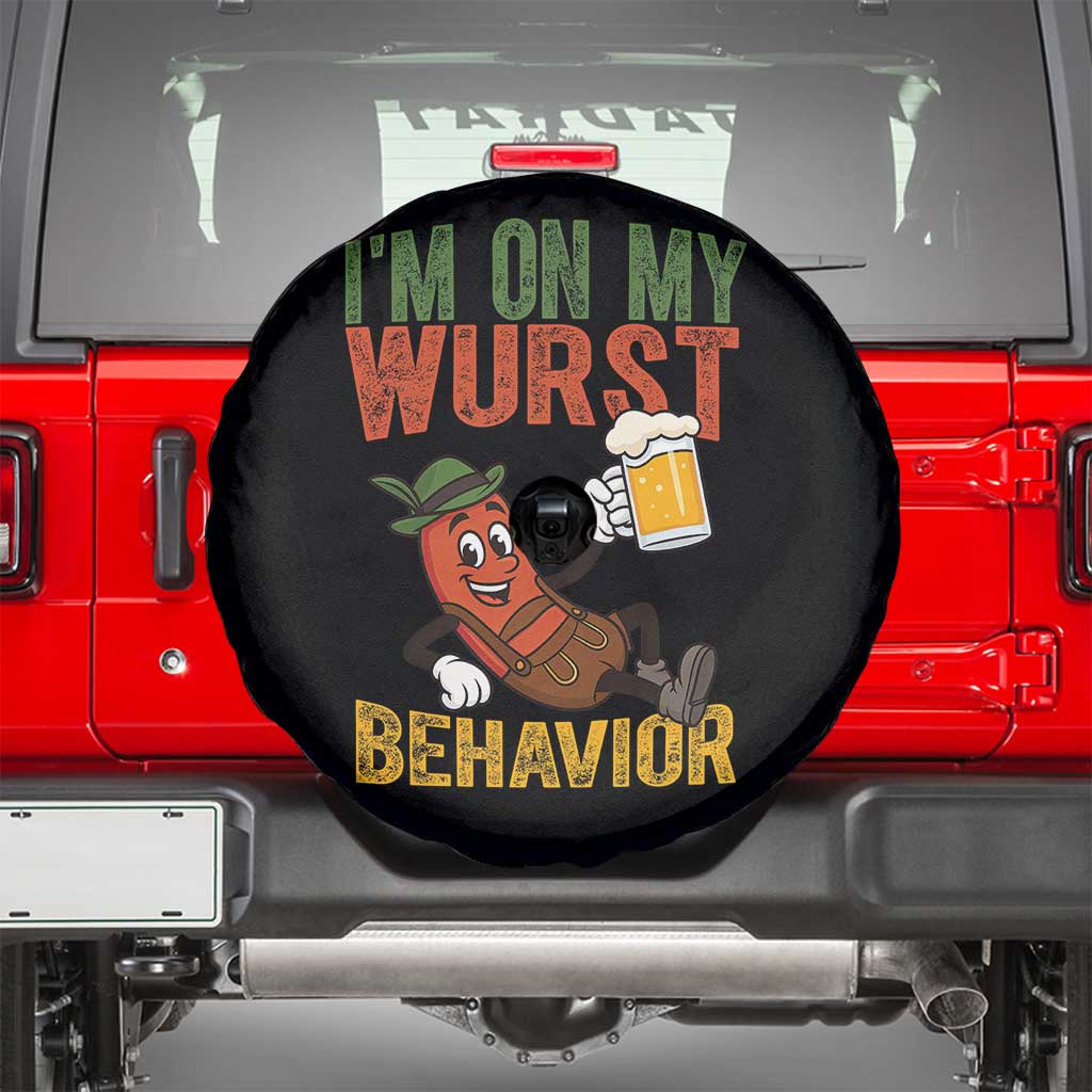 Funny I Am On My Wurst Behavior Spare Tire Cover German Oktoberfest Sausage TS11 Black Print Your Wear