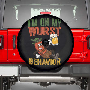 Funny I Am On My Wurst Behavior Spare Tire Cover German Oktoberfest Sausage TS11 Black Print Your Wear