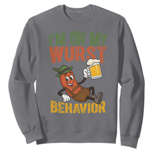 Funny I Am On My Wurst Behavior Sweatshirt German Oktoberfest Sausage TS11 Charcoal Print Your Wear
