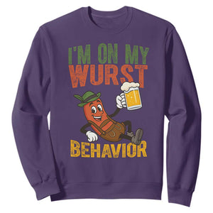 Funny I Am On My Wurst Behavior Sweatshirt German Oktoberfest Sausage TS11 Purple Print Your Wear