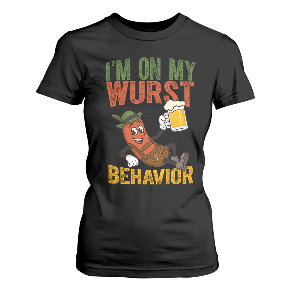Funny I Am On My Wurst Behavior T Shirt For Women German Oktoberfest Sausage - Print Your Wear