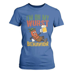 Funny I Am On My Wurst Behavior T Shirt For Women German Oktoberfest Sausage TS11 Royal Blue Print Your Wear