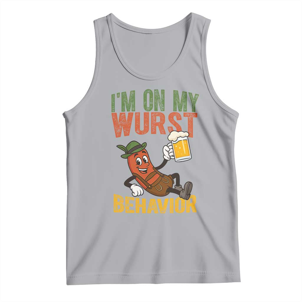 Funny I Am On My Wurst Behavior Tank Top German Oktoberfest Sausage TS11 Athletic Heather Print Your Wear