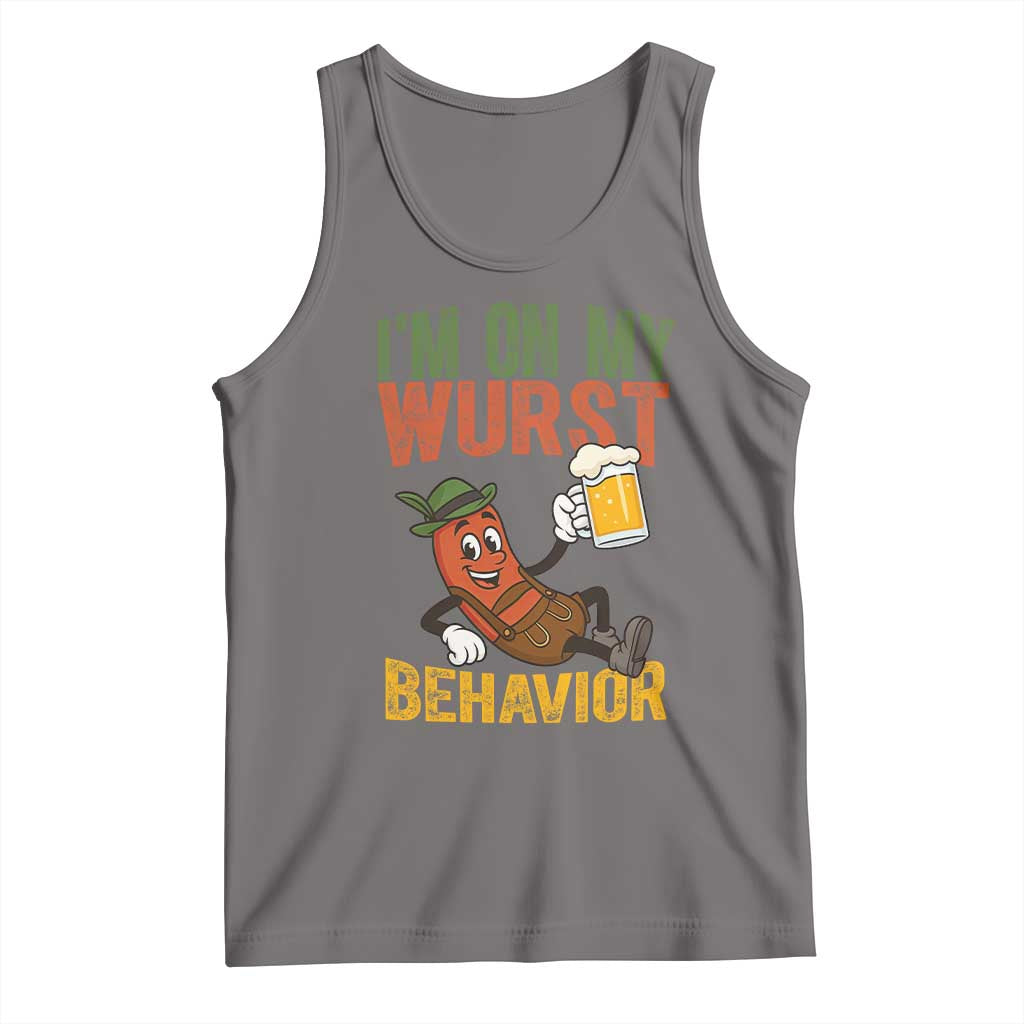 Funny I Am On My Wurst Behavior Tank Top German Oktoberfest Sausage TS11 Deep Heather Print Your Wear