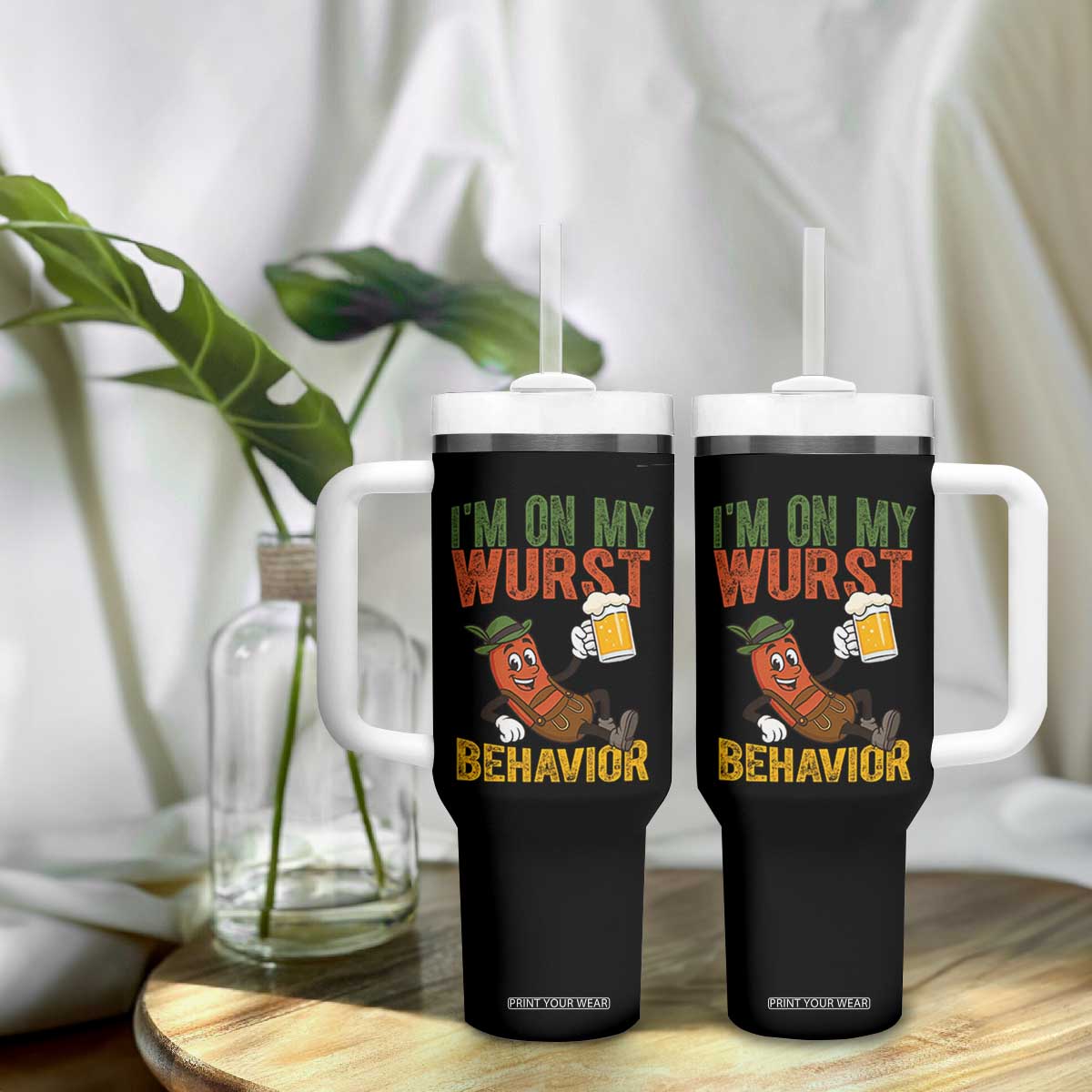Funny I Am On My Wurst Behavior Tumbler With Handle German Oktoberfest Sausage TS11 Print Your Wear