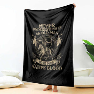 Never Underestimate An Old Man Who Has Native Blood Throw Blanket Native American Warrior TS11 Print Your Wear