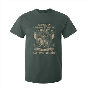 Never Underestimate An Old Man Who Has Native Blood T Shirt For Kid Native American Warrior TS11 Dark Forest Green Print Your Wear