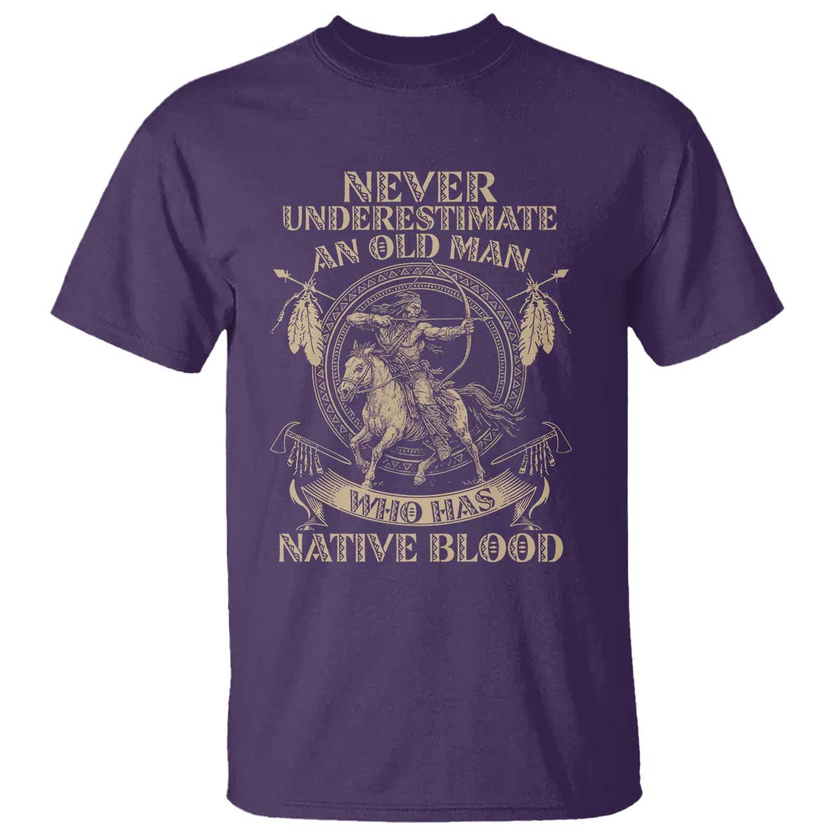 Never Underestimate An Old Man Who Has Native Blood T Shirt Native American Warrior TS11 Purple Print Your Wear