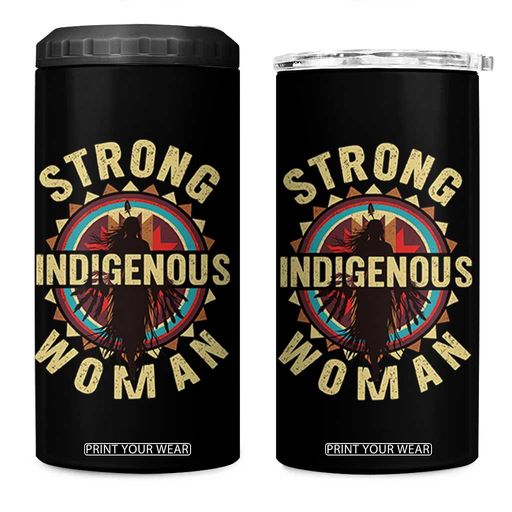 Strong Indigenous Woman Empowerment 4 in 1 Can Cooler Tumbler Native American TS11 One Size: 16 oz Black Print Your Wear