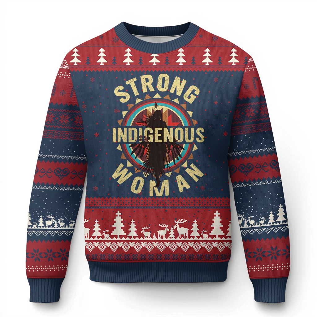 Strong Indigenous Woman Empowerment Ugly Christmas Sweater Native American TS11 Navy Red Print Your Wear