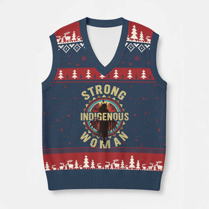 Strong Indigenous Woman Empowerment V-Neck Knit Sweater Vest Native American - Print Your Wear