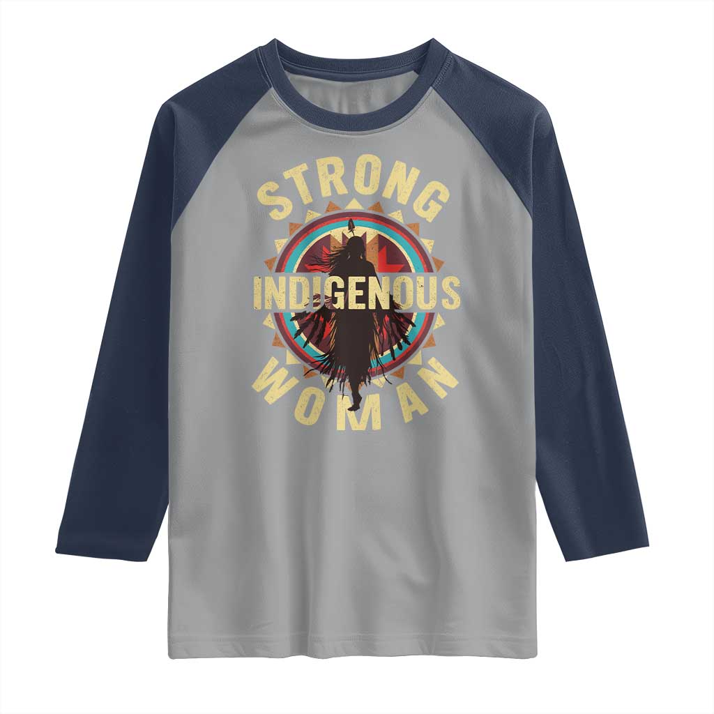 Strong Indigenous Woman Empowerment Raglan Shirt Native American TS11 Sport Gray Navy Print Your Wear