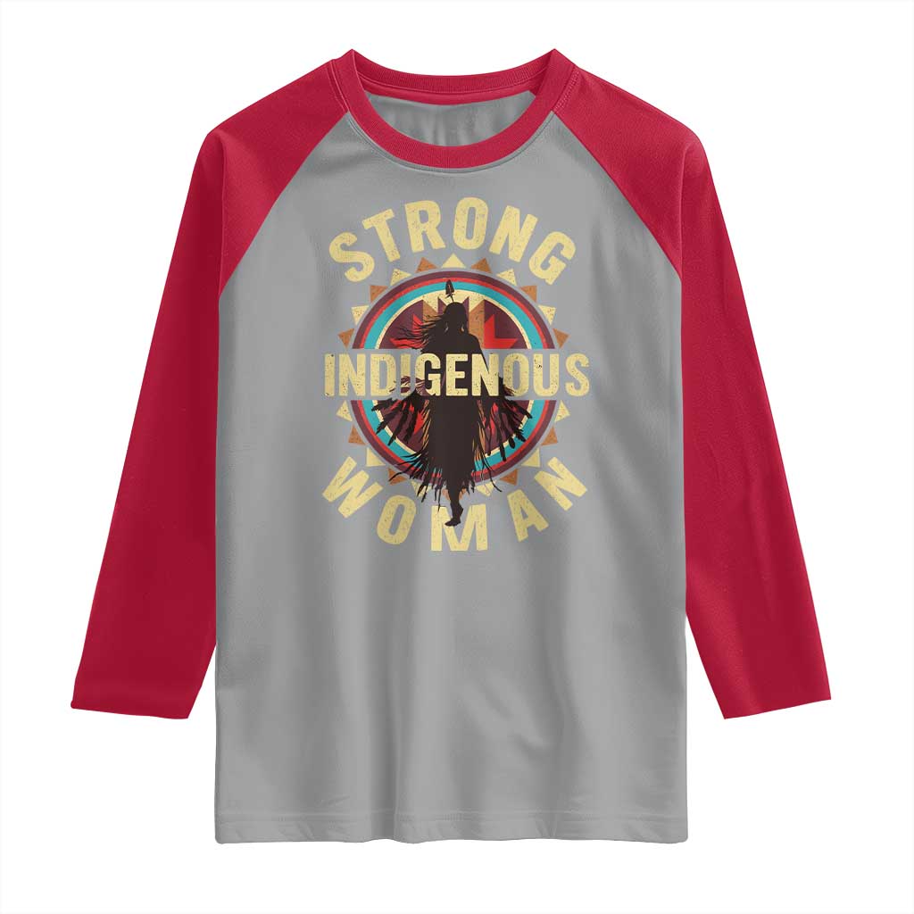 Strong Indigenous Woman Empowerment Raglan Shirt Native American TS11 Sport Gray Red Print Your Wear