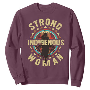 Strong Indigenous Woman Empowerment Sweatshirt Native American TS11 Maroon Print Your Wear
