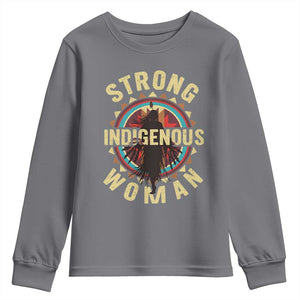 Strong Indigenous Woman Empowerment Youth Sweatshirt Native American TS11 Charcoal Print Your Wear