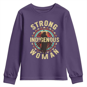 Strong Indigenous Woman Empowerment Youth Sweatshirt Native American TS11 Purple Print Your Wear