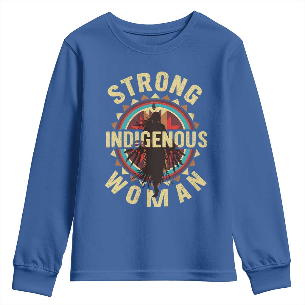 Strong Indigenous Woman Empowerment Youth Sweatshirt Native American TS11 Royal Blue Print Your Wear