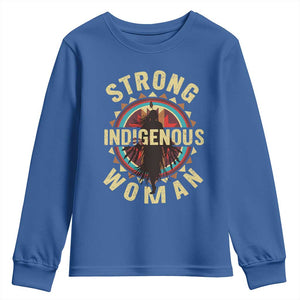 Strong Indigenous Woman Empowerment Youth Sweatshirt Native American TS11 Royal Blue Print Your Wear