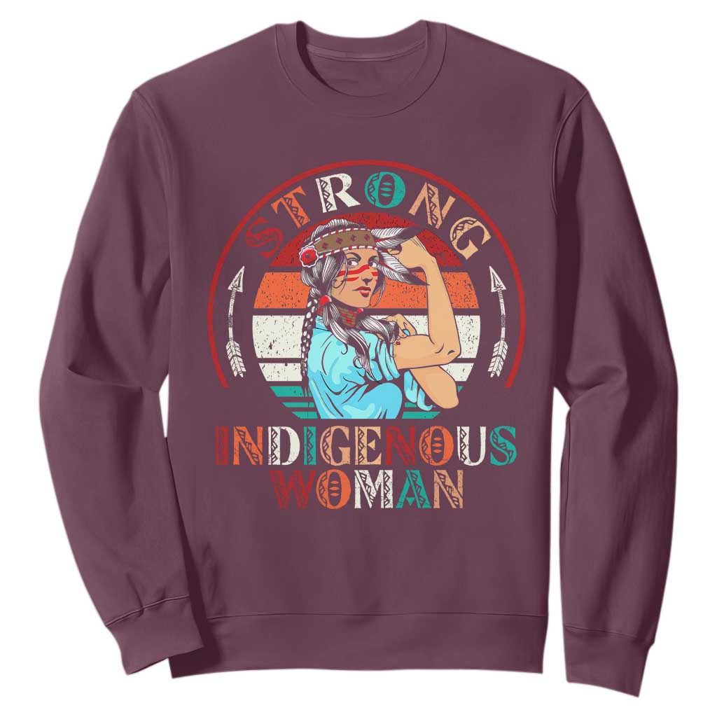 Strong Indigenous Woman MMIW Awareness Sweatshirt Native American TS11 Maroon Print Your Wear