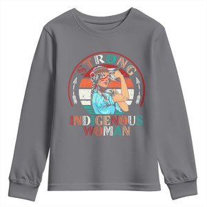 Strong Indigenous Woman MMIW Awareness Youth Sweatshirt Native American TS11 Charcoal Print Your Wear
