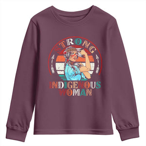 Strong Indigenous Woman MMIW Awareness Youth Sweatshirt Native American TS11 Maroon Print Your Wear