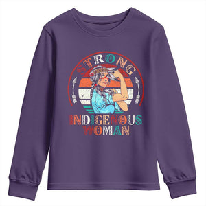 Strong Indigenous Woman MMIW Awareness Youth Sweatshirt Native American TS11 Purple Print Your Wear