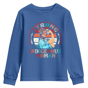 Strong Indigenous Woman MMIW Awareness Youth Sweatshirt Native American TS11 Royal Blue Print Your Wear