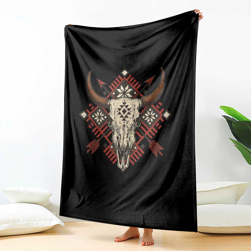 Native American Longhorn Bull Skull Tribal Arrows Throw Blanket TS11 Print Your Wear