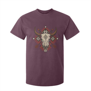 Native American Longhorn Bull Skull Tribal Arrows T Shirt For Kid TS11 Maroon Print Your Wear