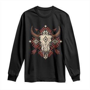 Native American Longhorn Bull Skull Tribal Arrows Long Sleeve Shirt TS11 Black Print Your Wear
