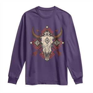 Native American Longhorn Bull Skull Tribal Arrows Long Sleeve Shirt TS11 Purple Print Your Wear