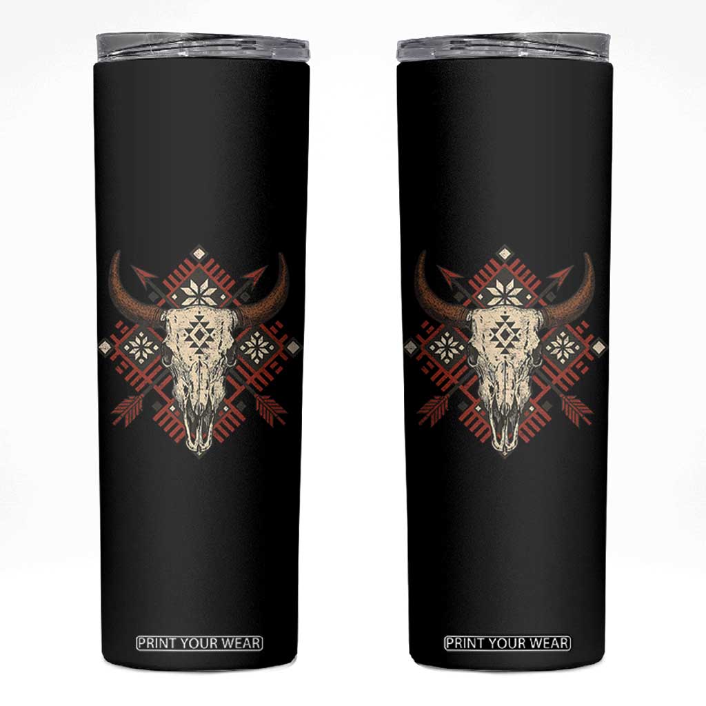 Native American Longhorn Bull Skull Tribal Arrows Skinny Tumbler TS11 Black Print Your Wear