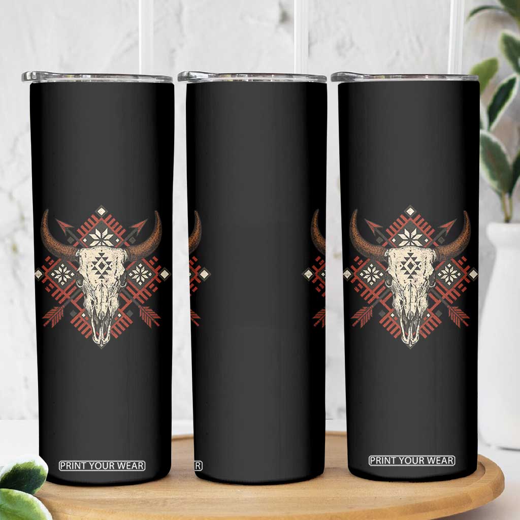 Native American Longhorn Bull Skull Tribal Arrows Skinny Tumbler TS11 Print Your Wear